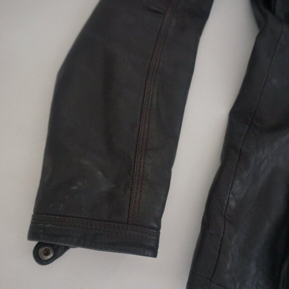 Vintage 1986 Danielle Leather Black 100% Soft Leather Zip Up Moto Biker Jacket L - Picture 7 of 14